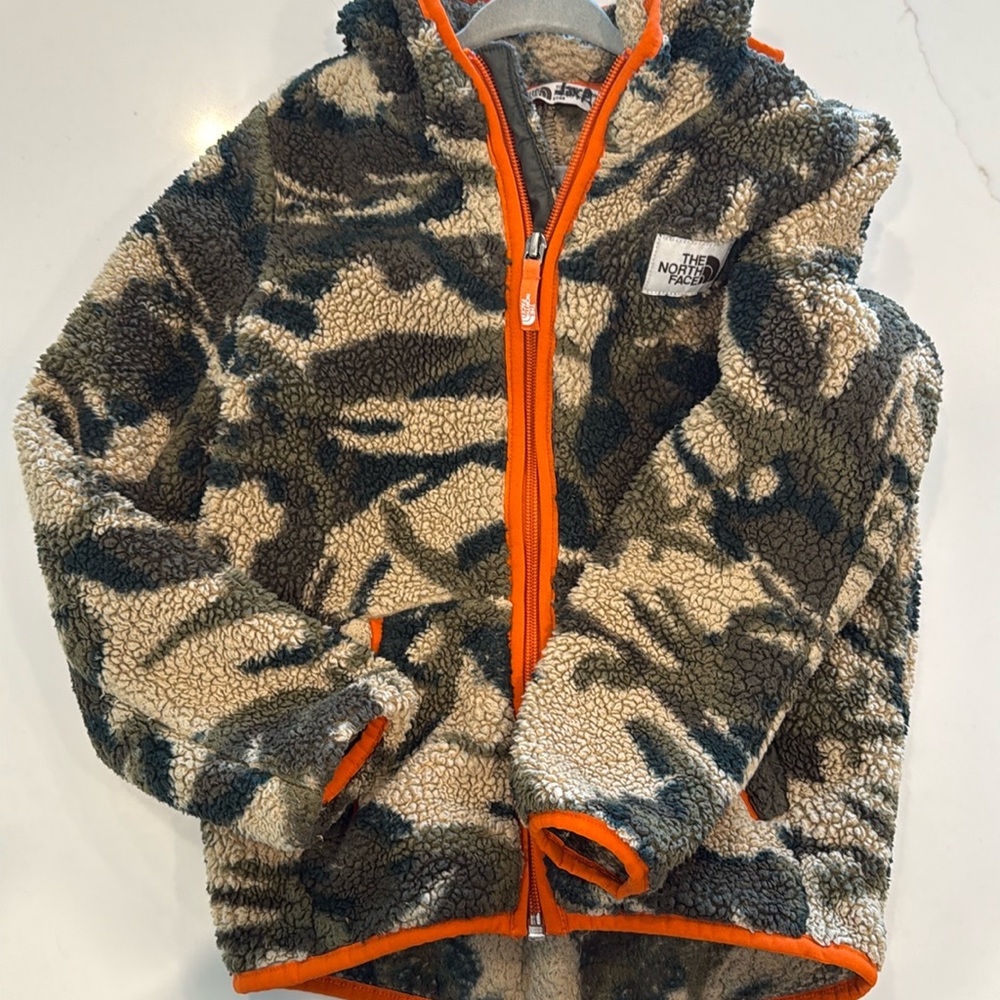 north face fleece - camo with orange piping